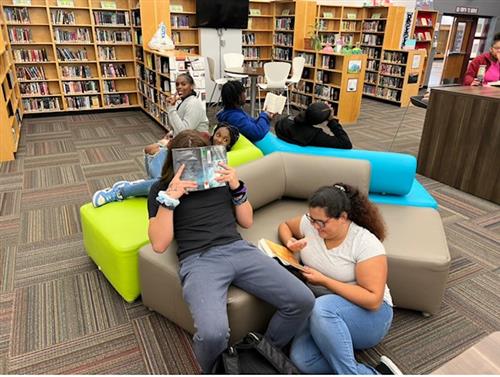 students reading